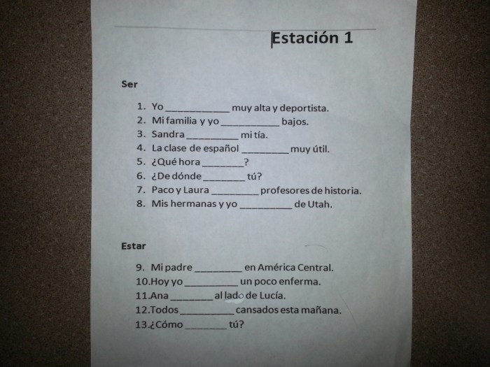 Ejercicio estar vs ser 1 answer key