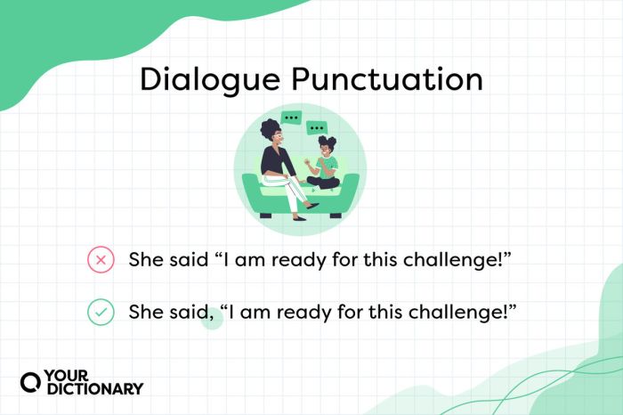 Which sentences show correct dialogue punctuation select three options